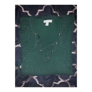 3/4 Length Sleeve Sparkly Green Sweater